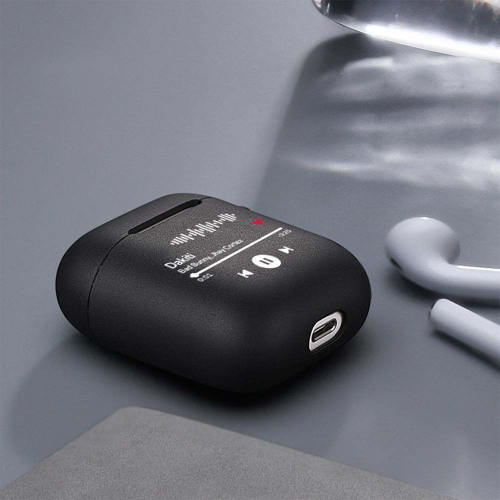 Étui Airpods À Code Musical Scannable Personnalisé, Étui Airpods À Chanson Musicale Personnalisée Gravée Noir
