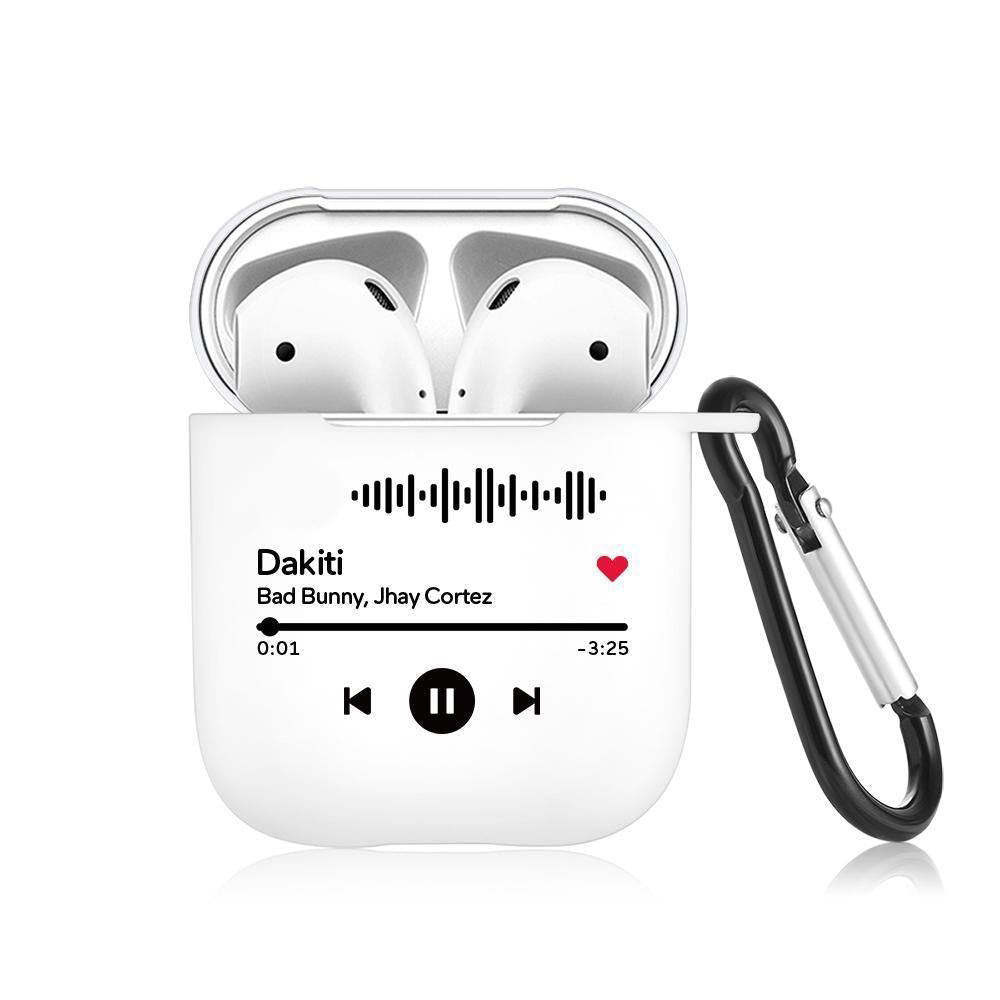 Étui Airpods À Code Musical Scannable Personnalisé, Étui Airpods À Chanson Musicale Personnalisée Gravée Noir