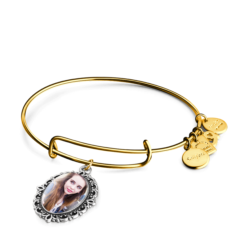 Bracelet Personnalisé Photo Charm En Ovale Bracelet En Or Vieux