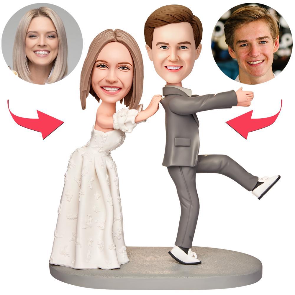 Cadeau De Mariage Bridegroom Don't Run Figurine Bobblehead Personnalisé Avec Texte Gravé - soufeelfr