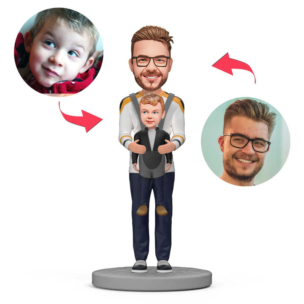 Poupée Bobblehead Personnalisée Avec Texte Gravé Daddy's Arms Father's Day Gift - soufeelfr