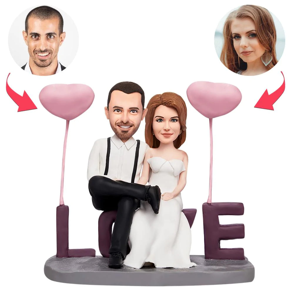 Amant De Cadeau Saint Valentin Assis Dans L'amour Bobblehead Personnalisé Avec Texte Gravé - soufeelfr