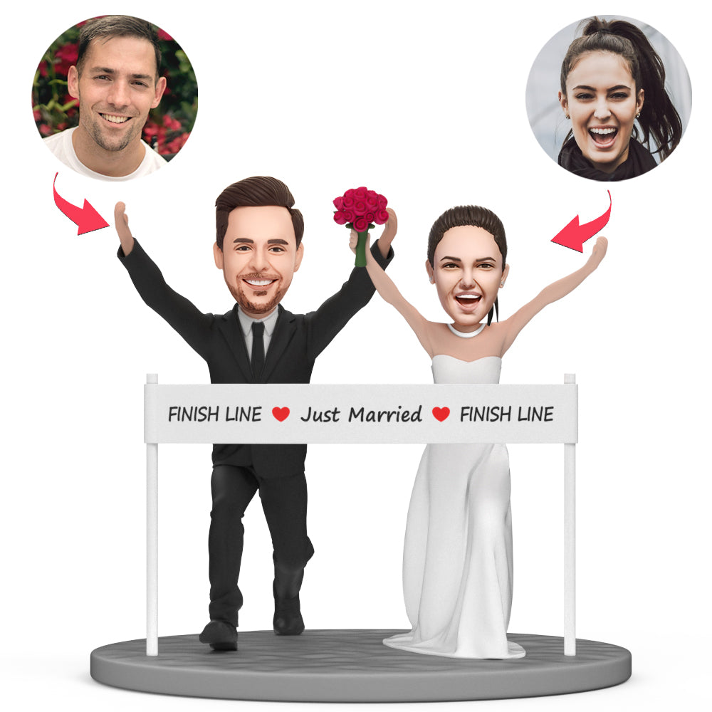 Groom Bride Marathoner Breast The Tape Bobblehead Personnalisé Avec Texte Gravé - soufeelfr