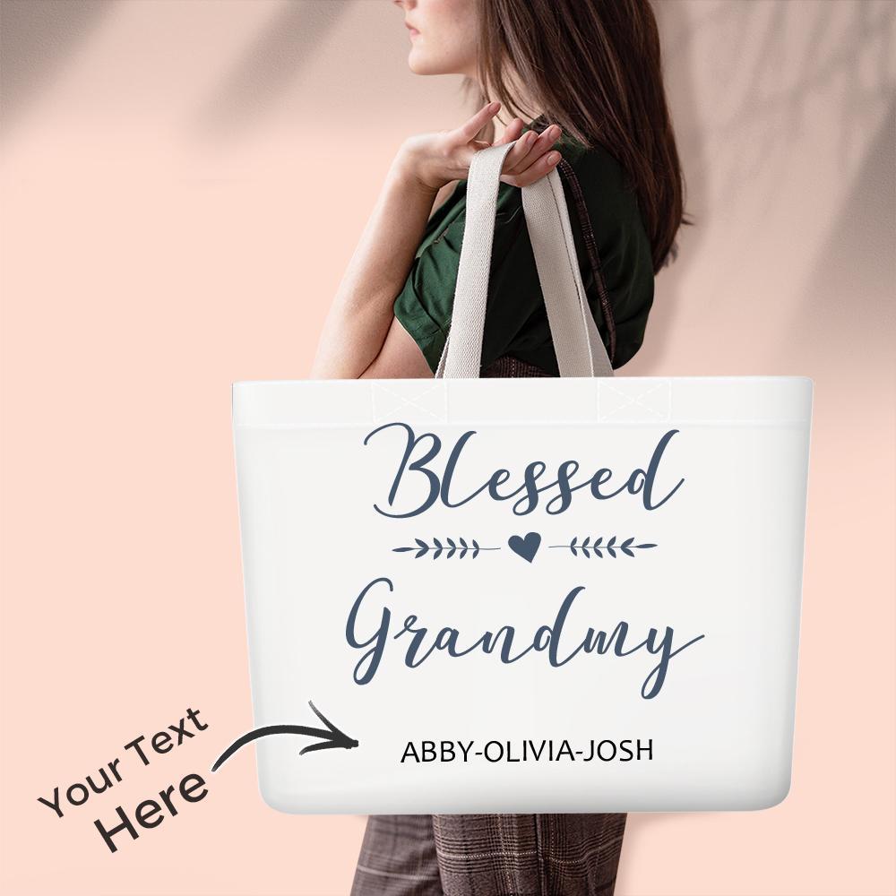 Blessed Grandma Personalized Canvas Tote Bags - soufeelfr