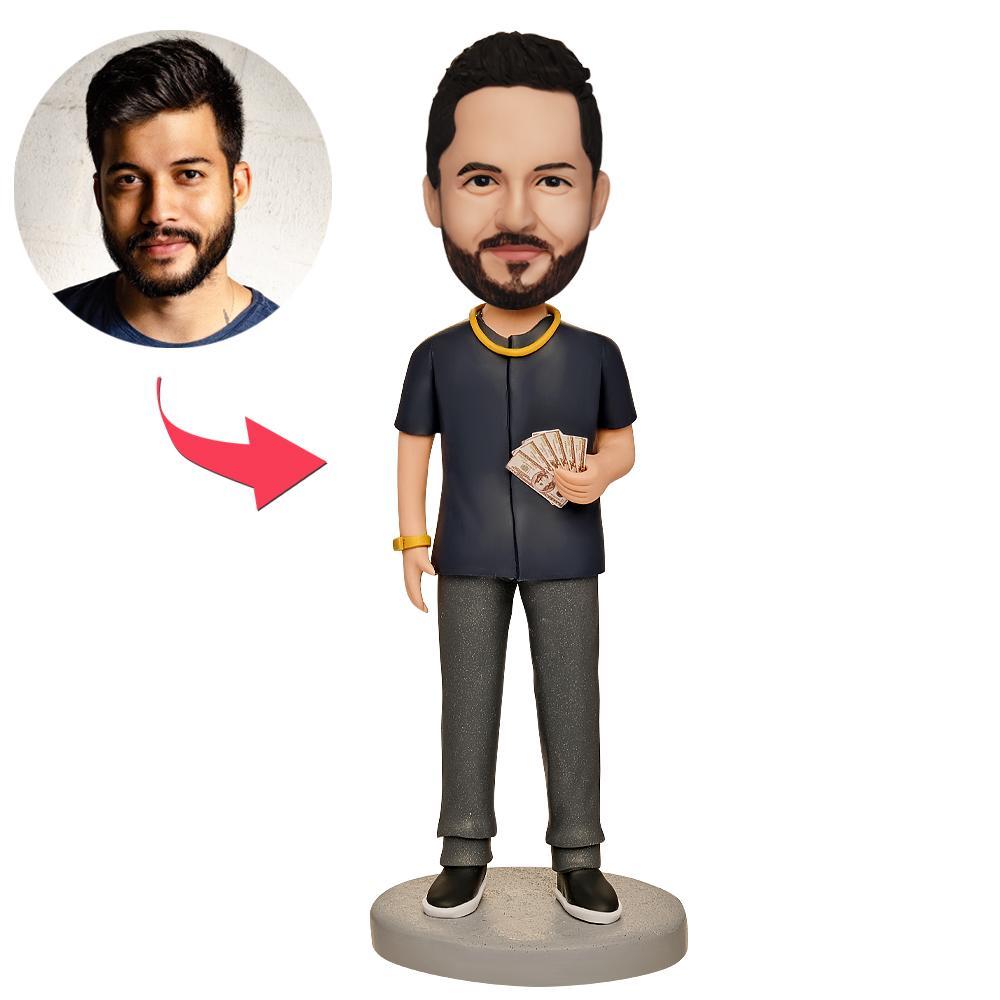 Figurine Bobblehead Personnalisé Rich Boss Avec Texte Gravé - soufeelfr