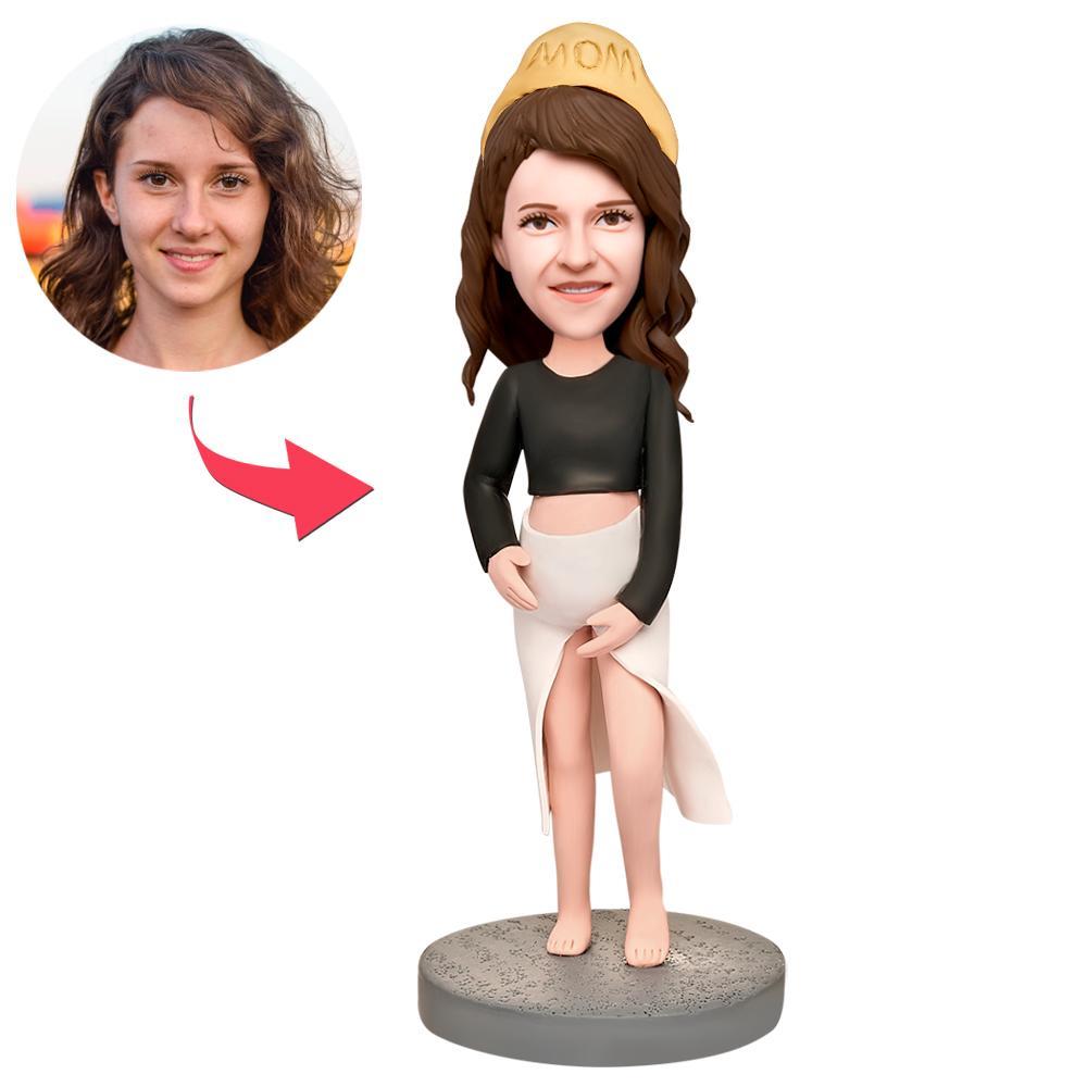 Cadeau De Fête Des Mères Mère Enceinte Personnalisé Figurine Bobblehead Avec Texte Gravé - soufeelfr