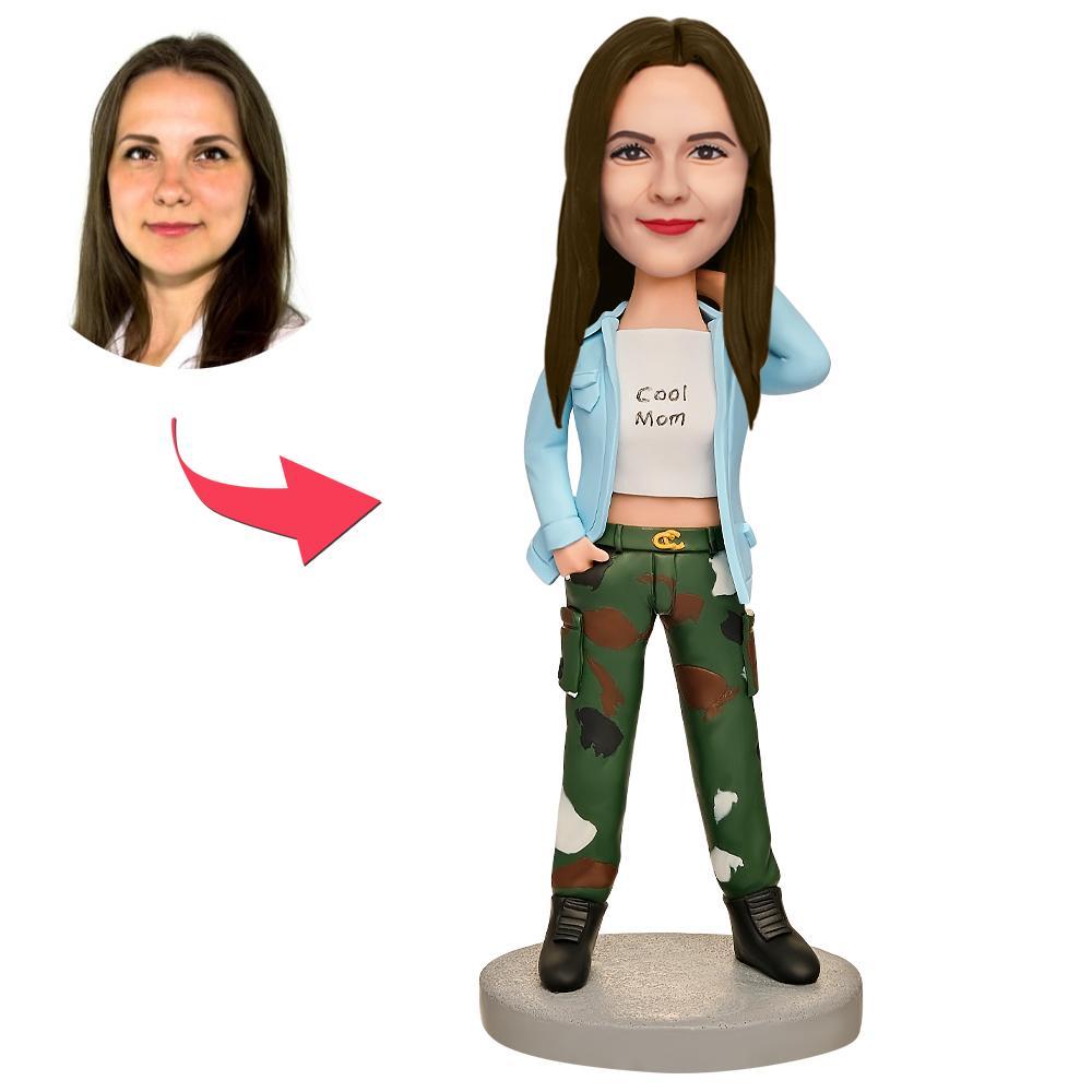 Cadeau De Fête Des Mères Cool Mom Personnalisé Figurine Bobblehead Avec Texte Gravé - soufeelfr