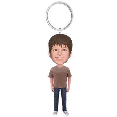 Figurine Bobblehead Personnalisé Pour Adolescent Avec Porte-clés Texte Gravé