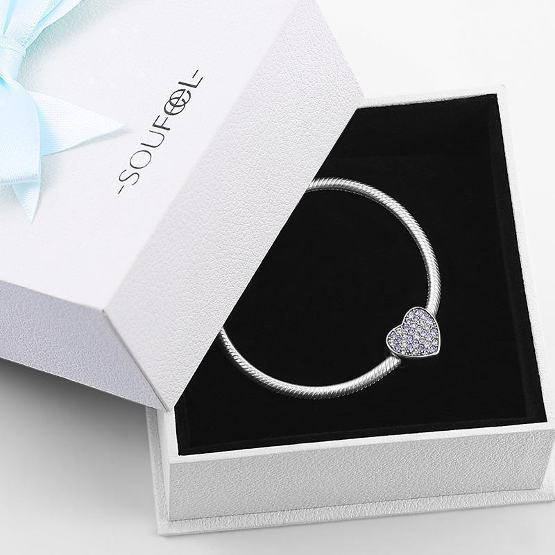 Photo Charm Coeur Avec crystal Cristal Violet En Argent