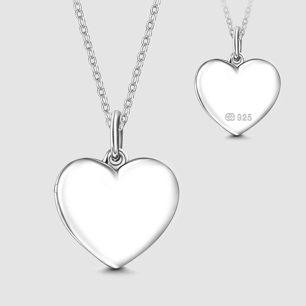 Collier Médaillon Coeur En Argent Avec Photo Et Gravure