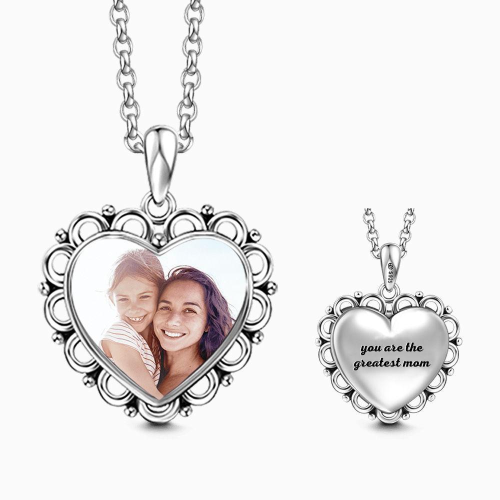 Collier Coeur En Argent Avec Photo Et Gravure