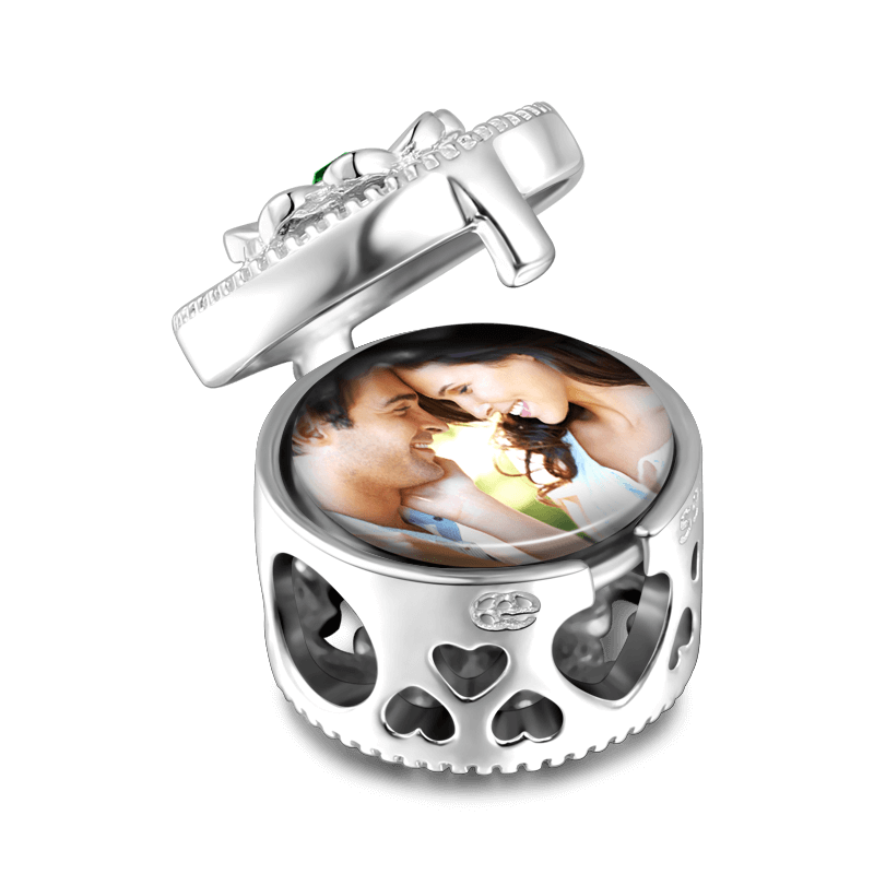 Coffret Cadeau Rond Photo Charm En Argent