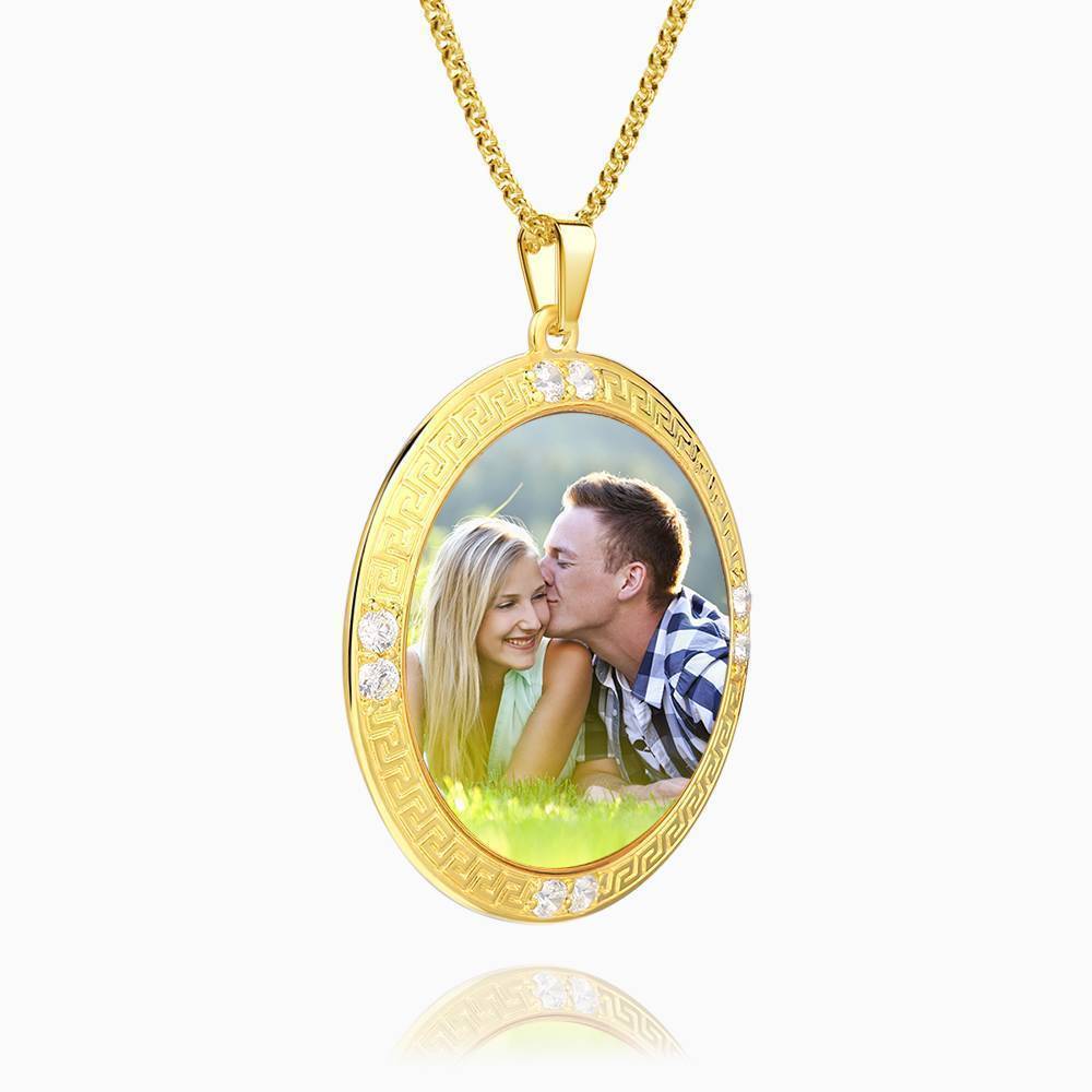 Collier Photo Tag Coeur Avec Gravure En Argent Plaqué Or 14k