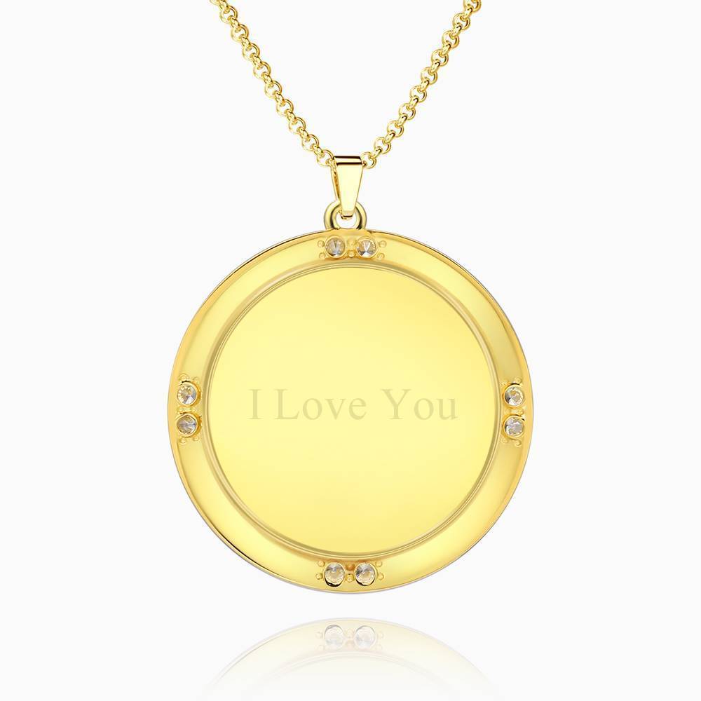 Collier Photo Tag Coeur Avec Gravure En Argent Plaqué Or 14k