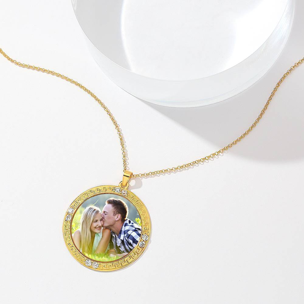 Collier Photo Tag Coeur Avec Gravure En Argent Plaqué Or 14k