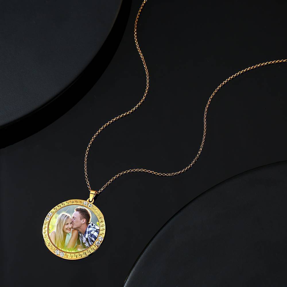 Collier Photo Tag Coeur Avec Gravure En Argent Plaqué Or 14k