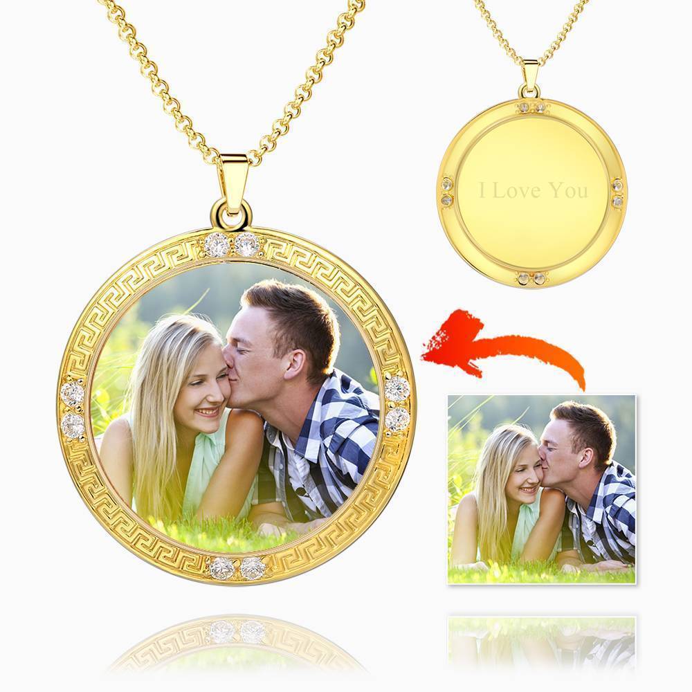 Collier Photo Tag Coeur Avec Gravure En Argent Plaqué Or 14k