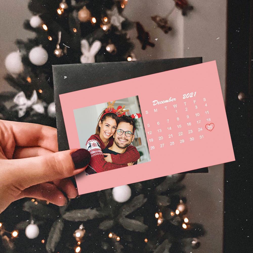 Custom Wallet Card Photo Calendar Card Engraved Wallet Card Pink