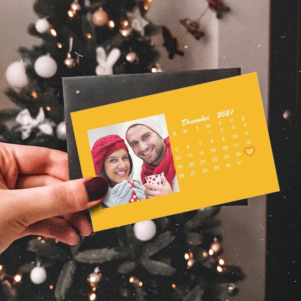 Custom Wallet Card Photo Calendar Card Engraved Wallet Card Yellow