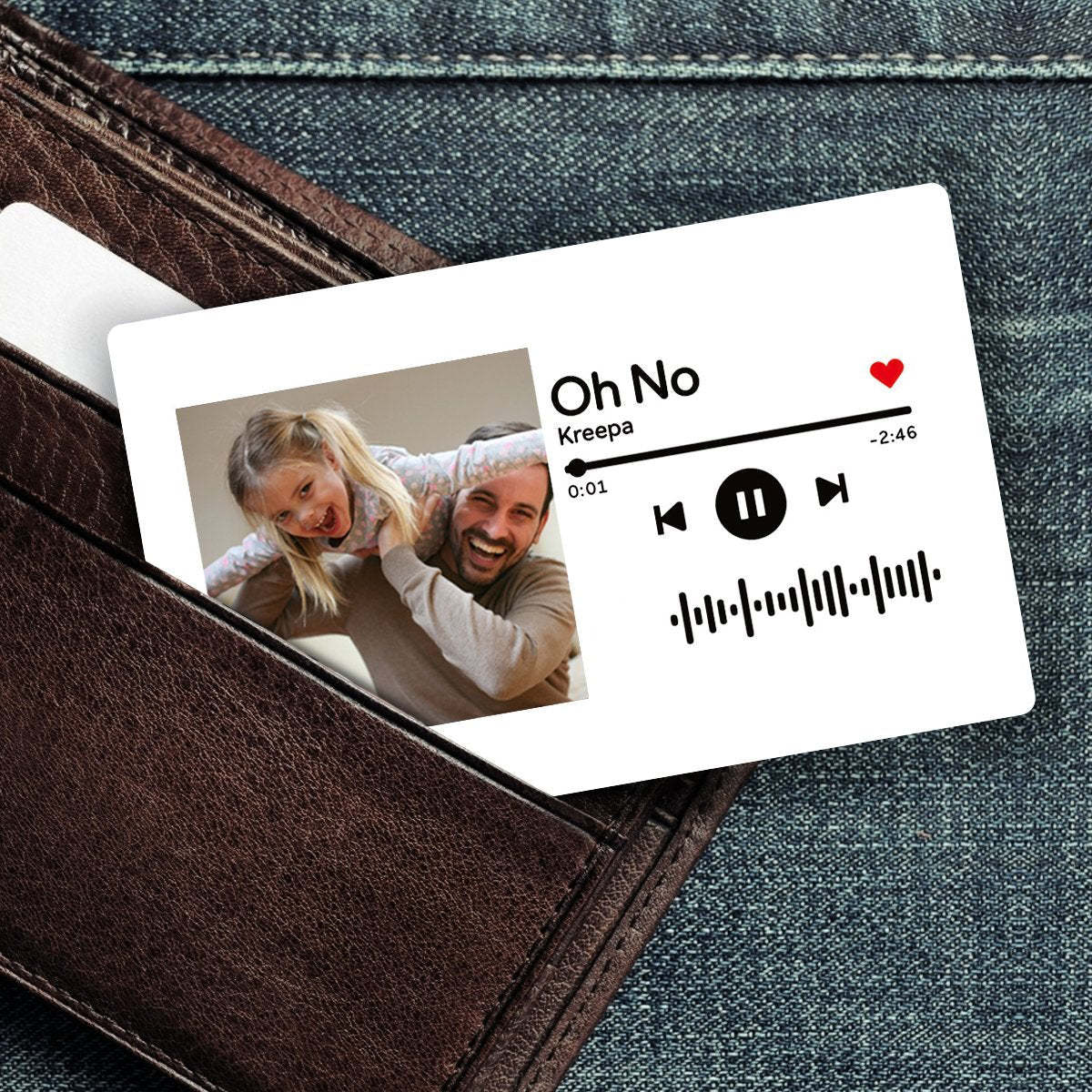 Carte D'insertion De Portefeuille Photo Avec Code De Musique Scannable Personnalisé Blanc