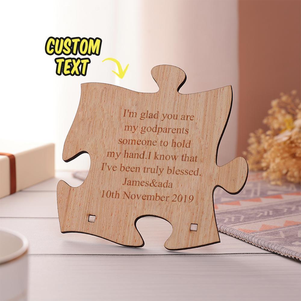 Custom Engraved Wooden Jigsaw Puzzle Plaque Unique Godparents Gift