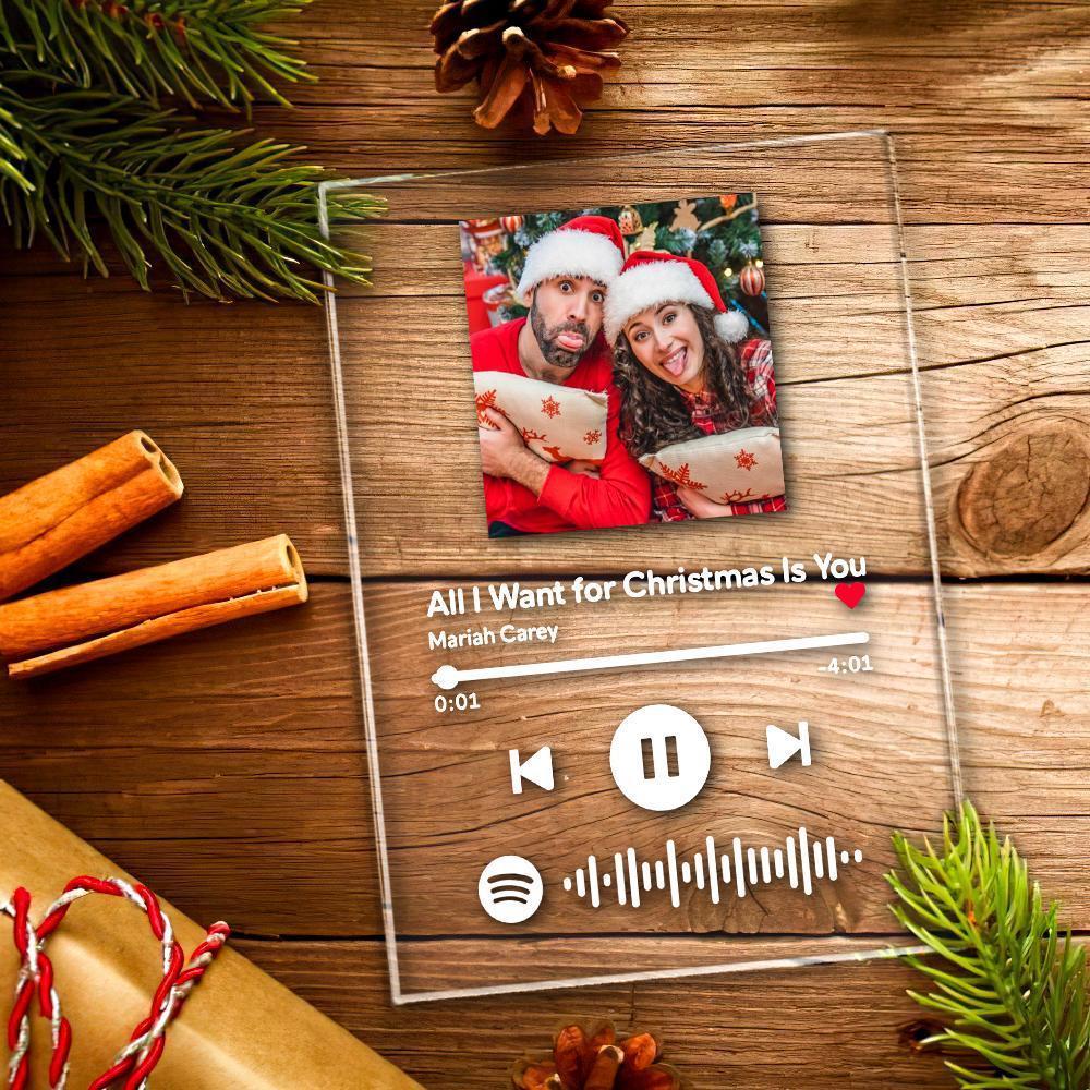 Scannable Noël Spotify Code Cadre Photo Acrylique Musique Plaque Cadeaux De Noël Uniques Pour Lui