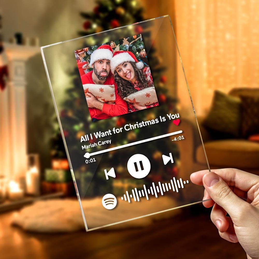 Scannable Noël Spotify Code Cadre Photo Acrylique Musique Plaque Cadeaux De Noël Uniques Pour Lui