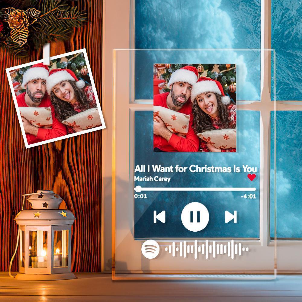 Scannable Noël Spotify Code Cadre Photo Acrylique Musique Plaque Cadeaux De Noël Uniques Pour Lui