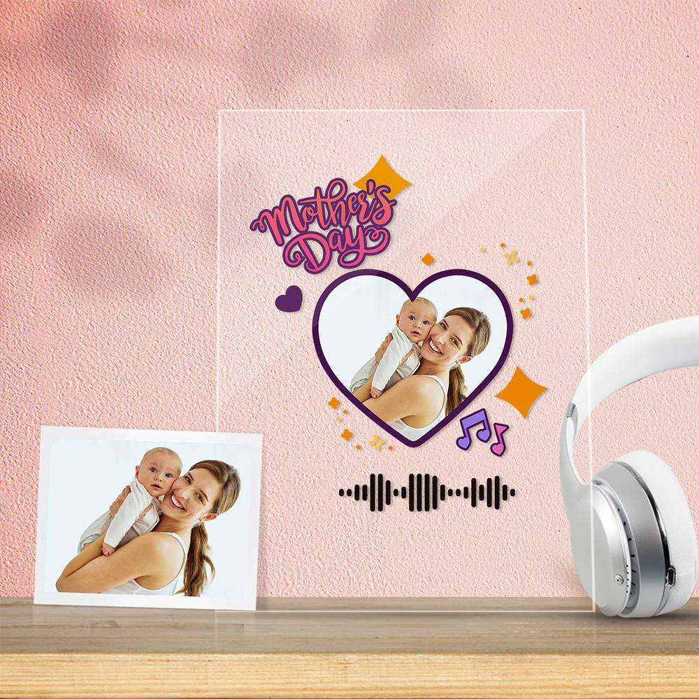 Cadeau De Fête Des Mères En Forme De Coeur De Plaque De Musique Acrylique De Code De Musique Scannable Personnalisé