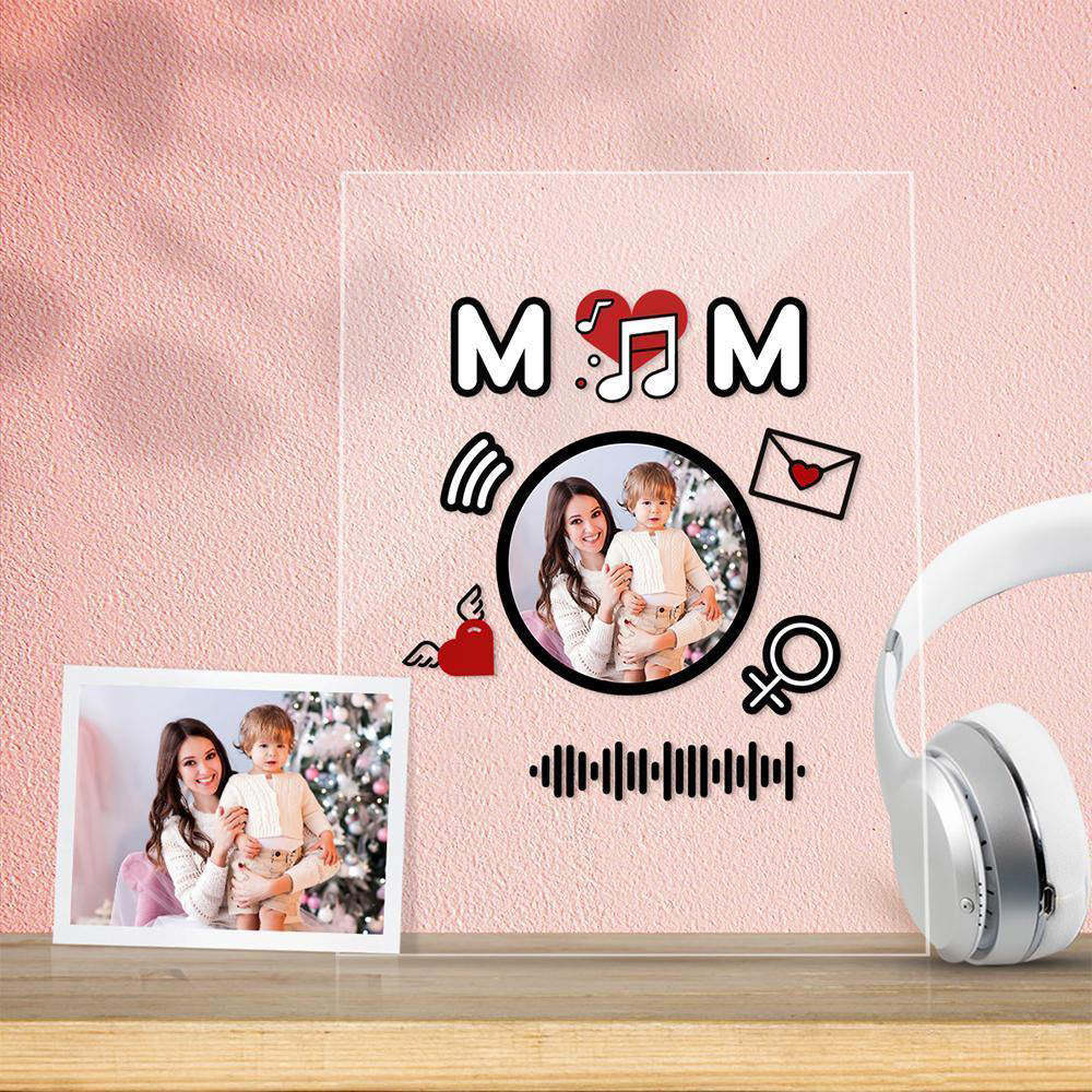 Cadeau De Fête Des Mères En Forme De Coeur De Plaque De Musique Acrylique De Code De Musique Scannable Personnalisé