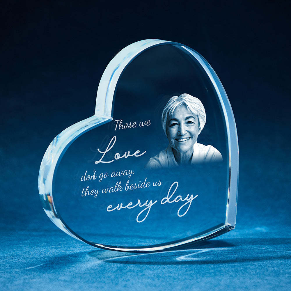 Coeur Personnalisé 3d Cristal Cadre Photo Cadeau De Sympathie Cadeaux Commémoratifs Pour La Perte De La Mère Verre Cristal Coeur Deuil Cadeaux