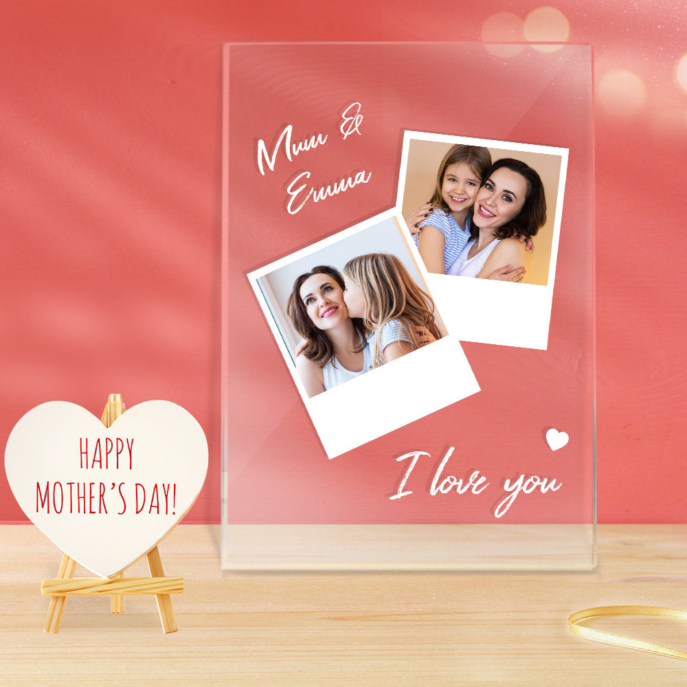 Cadeau Fête Des Mères Lampe Acrylique Personnalisée Avec Photo Et Nom - soufeelfr