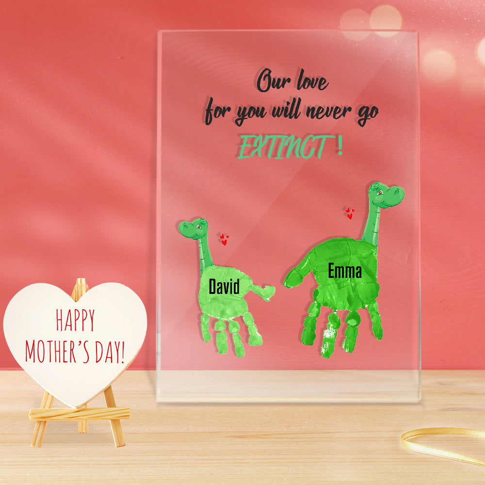 Cadre En Bois De Lumière De Nuit D'empreinte De Main De Noms Faits Sur Commande De Cadeau De Fête Des Mères - soufeelfr