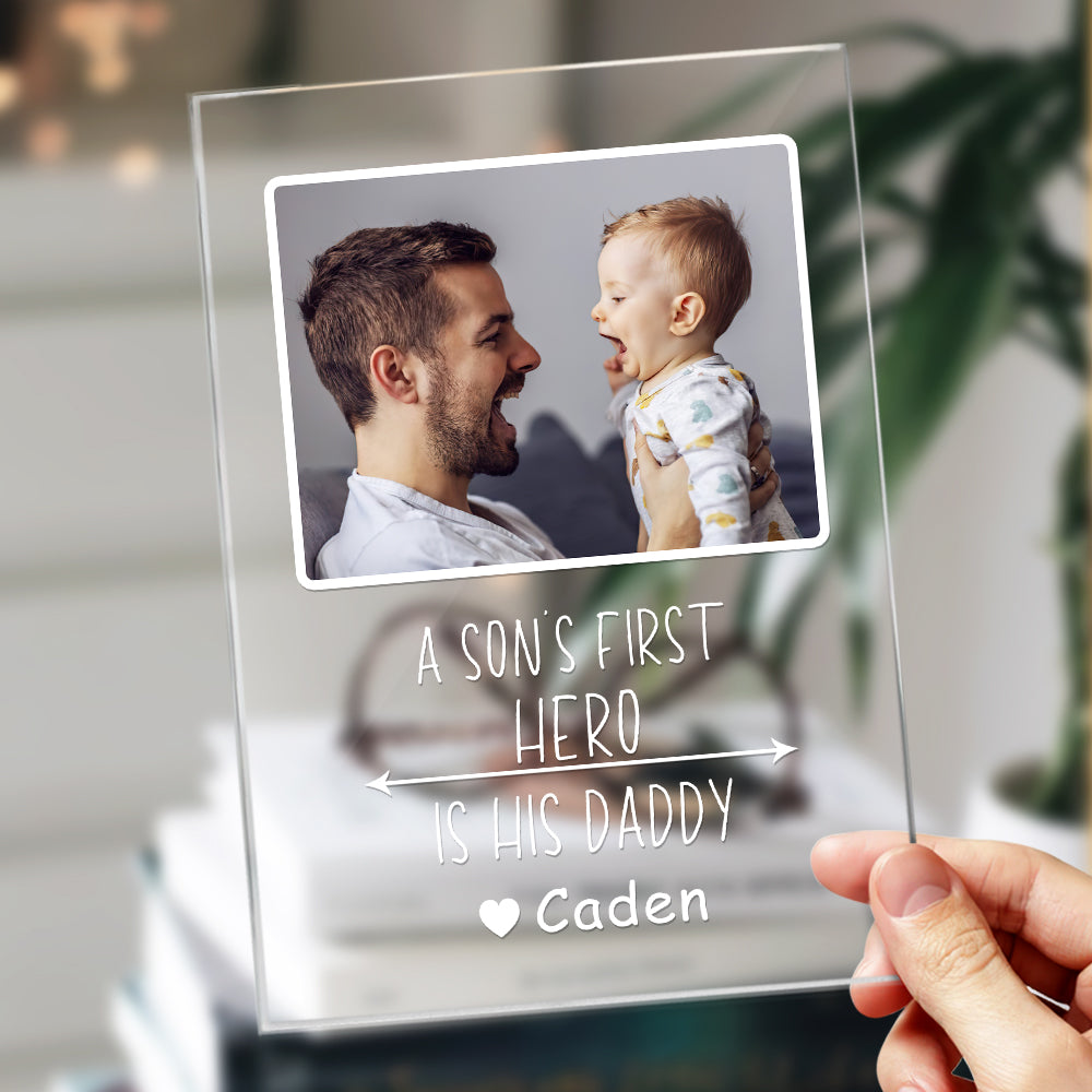 Nom Personnalisé Et Photo Base En Plastique Lampe Veilleuse Cadeau De Fête Des Pères - soufeelfr