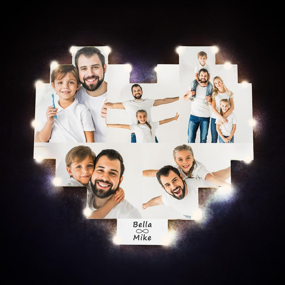 Cadeau Personnalisé D'album De Décor D'art De Mur De Lampe De Coeur De Coeur Pour La Fête Des Pères