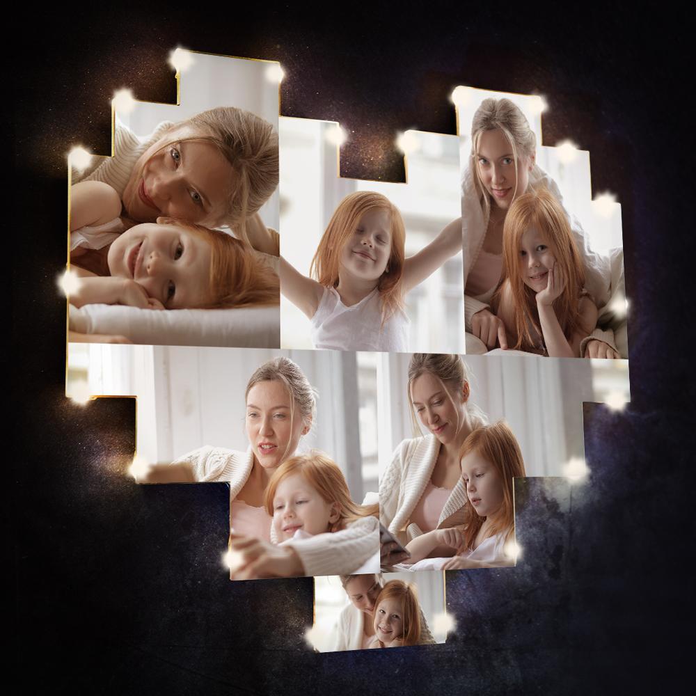 Personnalisé Coeur Collage Photo Lampe Personnalisé Photo Mur Art Décor Album Fête Des Mères Cadeau