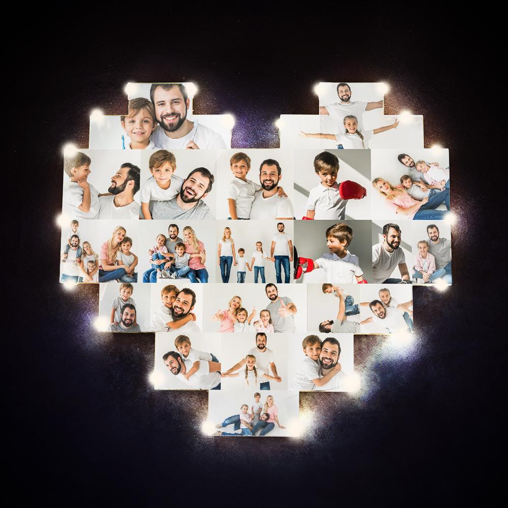 Cadeau Personnalisé D'album De Décor D'art De Mur De Lampe De Coeur De Coeur Pour La Fête Des Pères