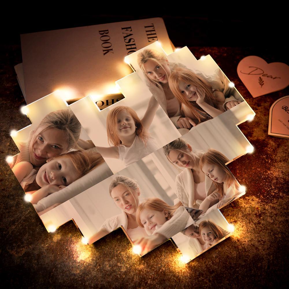 Personnalisé Coeur Collage Photo Lampe Personnalisé Photo Mur Art Décor Album Fête Des Mères Cadeau