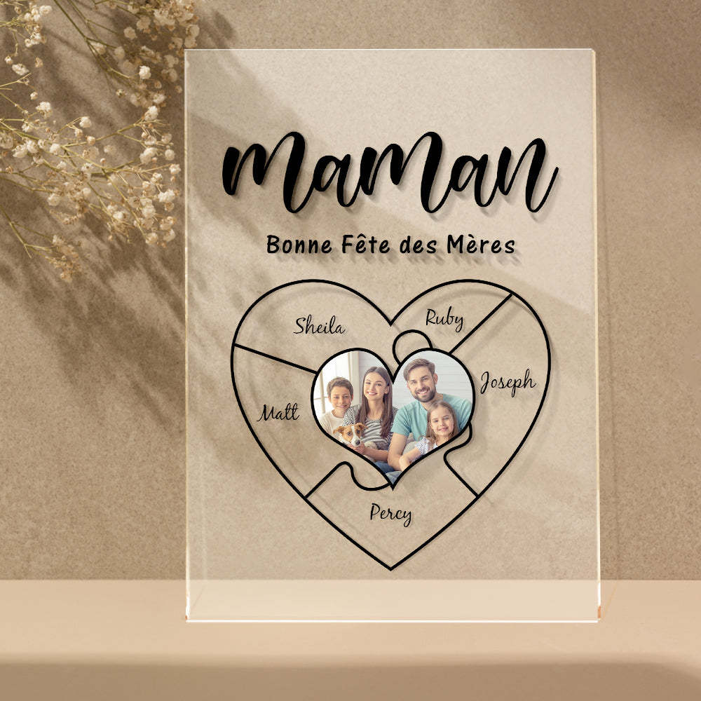 Cadeau fête des mères-Plaque De Nom Gravée Pour La Fête Des Mères Porte-clés Photo Personnalisé Meilleur Cadeau De Lampe Veilleuse Pour Maman