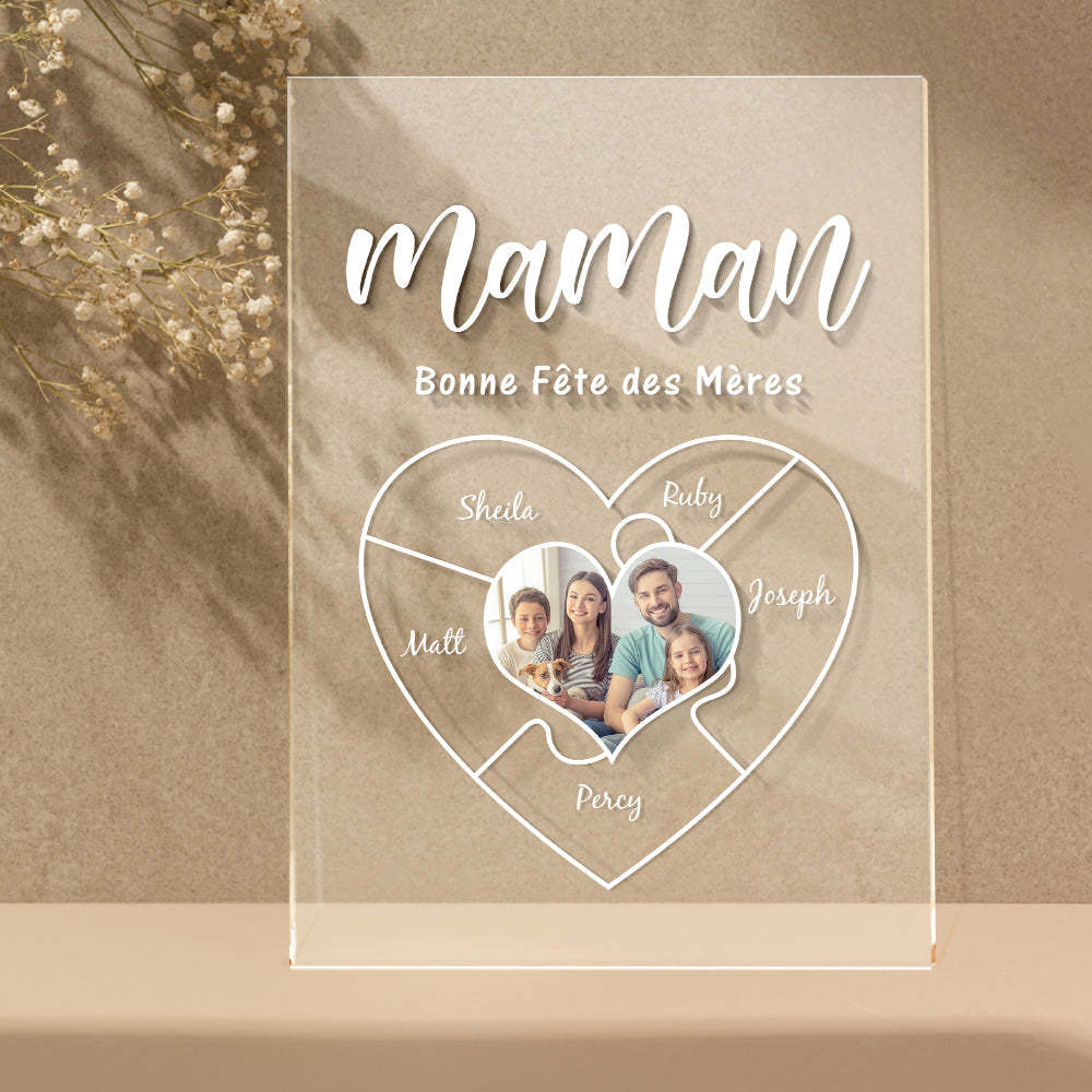 Cadeau fête des mères-Plaque De Nom Gravée Pour La Fête Des Mères Porte-clés Photo Personnalisé Meilleur Cadeau De Lampe Veilleuse Pour Maman