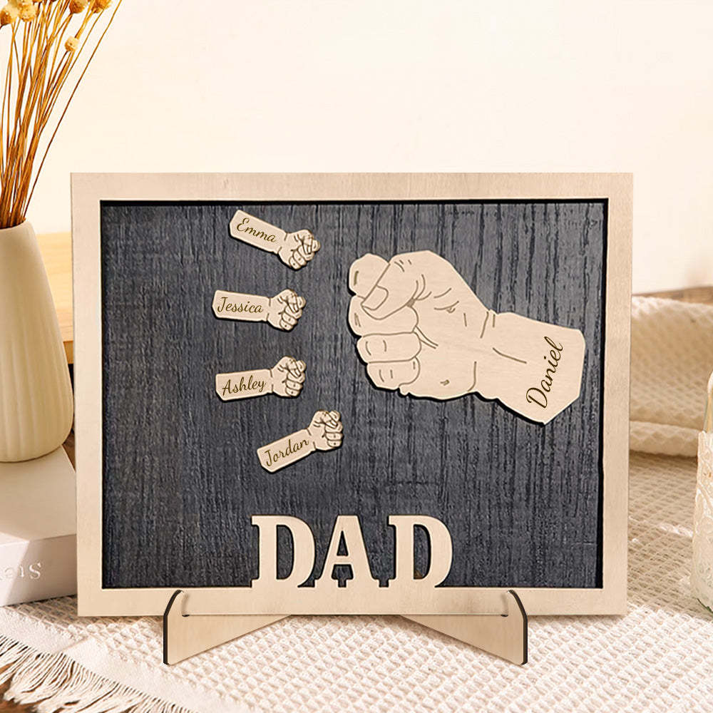 Poings Personnalisés Fête Des Pères Plaques En Bois Décor Signe Noms De Famille Plaque De Bureau Pour Père - soufeelfr
