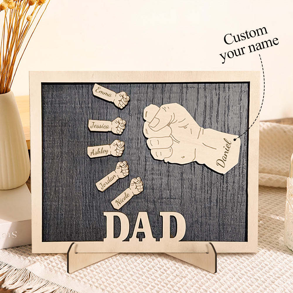 Poings Personnalisés Fête Des Pères Plaques En Bois Décor Signe Noms De Famille Plaque De Bureau Pour Père - soufeelfr