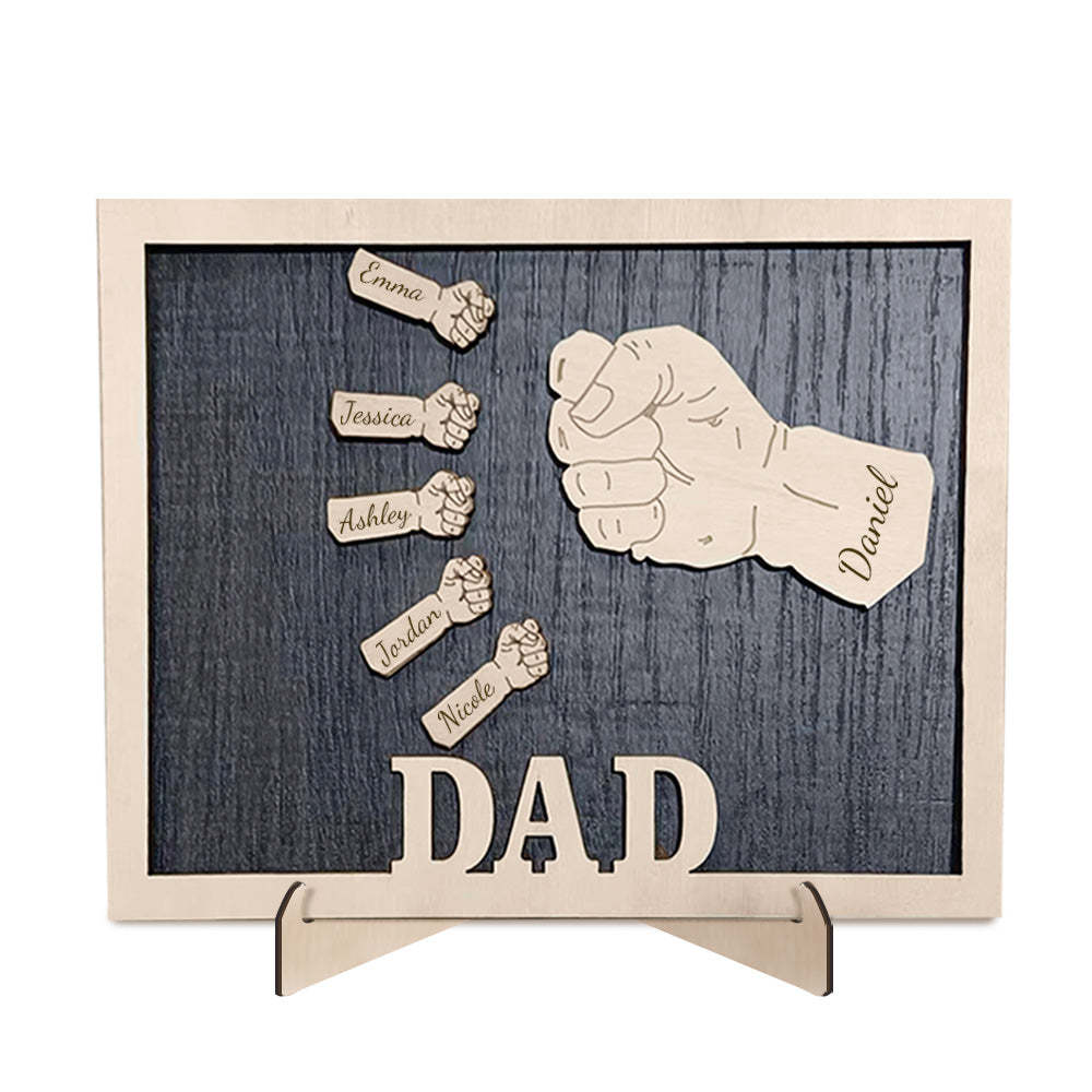 Poings Personnalisés Fête Des Pères Plaques En Bois Décor Signe Noms De Famille Plaque De Bureau Pour Père - soufeelfr