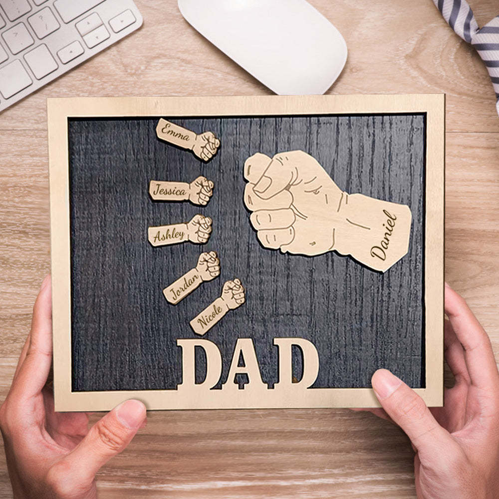 Poings Personnalisés Fête Des Pères Plaques En Bois Décor Signe Noms De Famille Plaque De Bureau Pour Père - soufeelfr