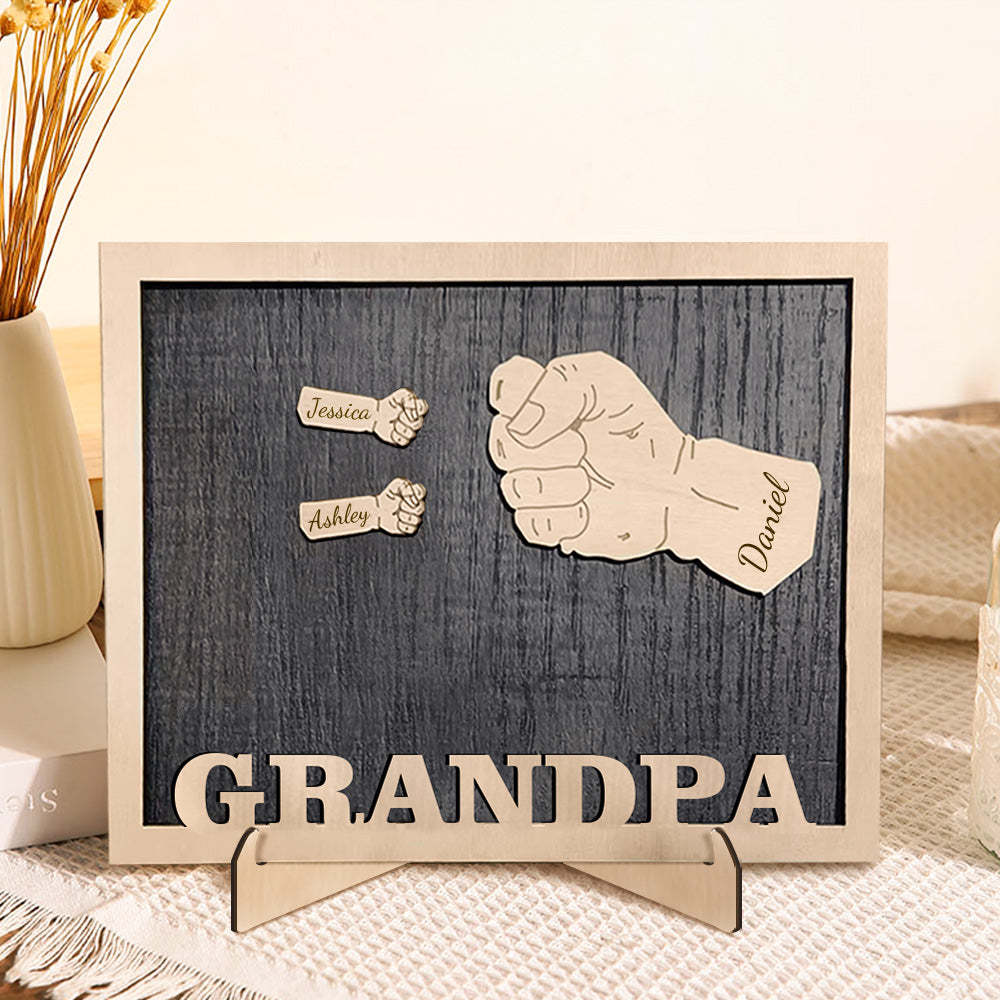 Poings Personnalisés Fête Des Pères Plaques En Bois Décor Signe Noms De Famille Plaque De Bureau Pour Père - soufeelfr