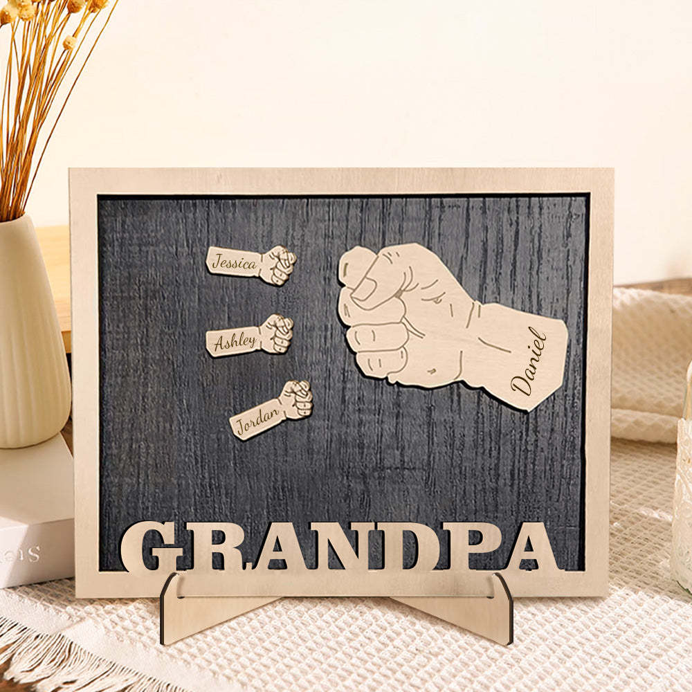 Poings Personnalisés Fête Des Pères Plaques En Bois Décor Signe Noms De Famille Plaque De Bureau Pour Père - soufeelfr
