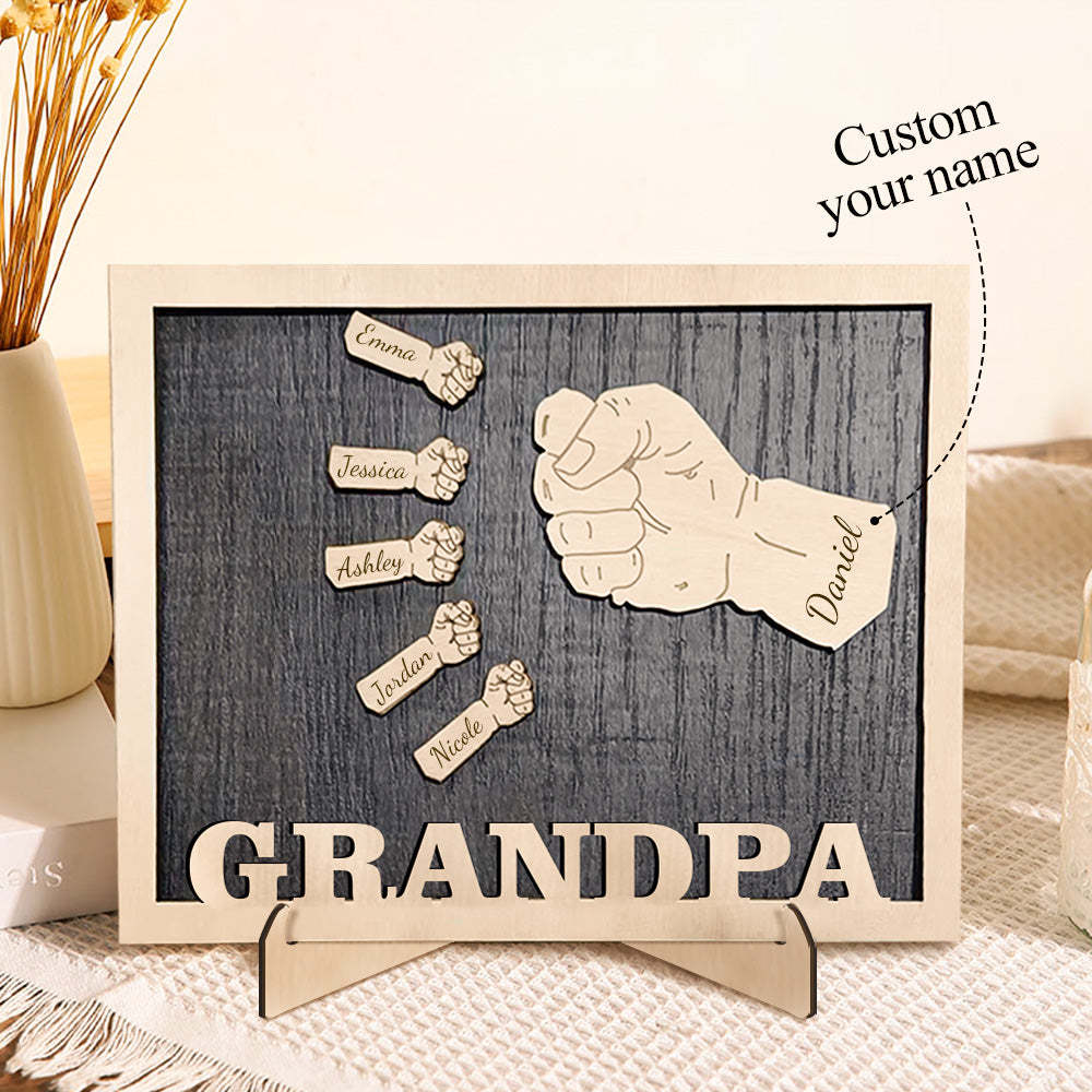 Poings Personnalisés Fête Des Pères Plaques En Bois Décor Signe Noms De Famille Plaque De Bureau Pour Père - soufeelfr