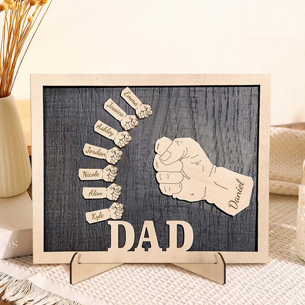 Poings Personnalisés Fête Des Pères Plaques En Bois Décor Signe Noms De Famille Plaque De Bureau Pour Père - soufeelfr
