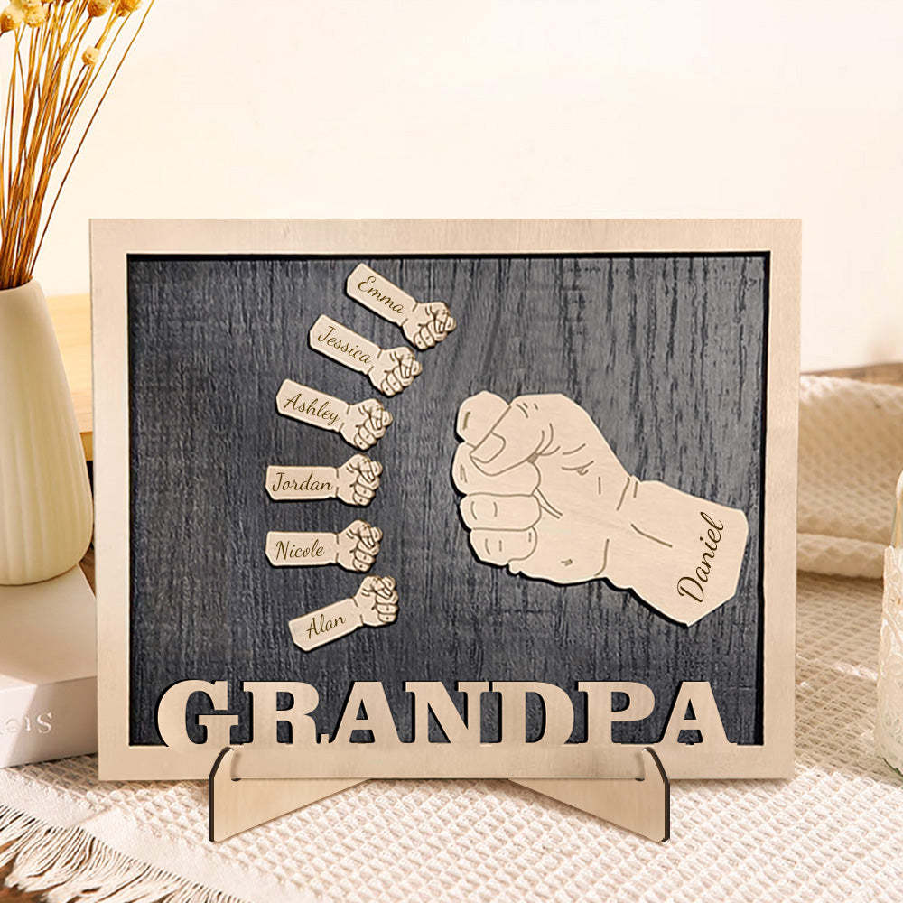 Poings Personnalisés Fête Des Pères Plaques En Bois Décor Signe Noms De Famille Plaque De Bureau Pour Père - soufeelfr