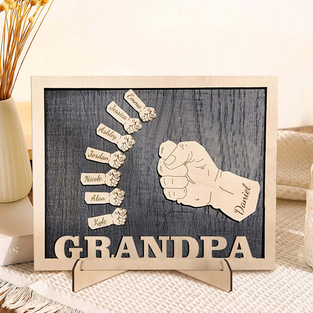 Poings Personnalisés Fête Des Pères Plaques En Bois Décor Signe Noms De Famille Plaque De Bureau Pour Père - soufeelfr